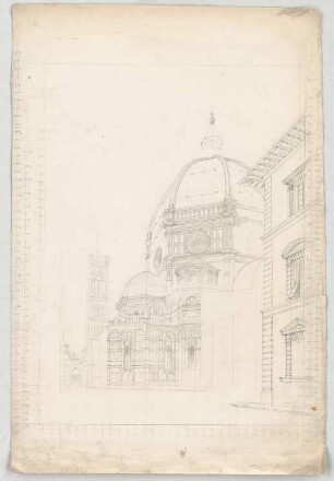 Bauernfeind, Gustav; Italien; Österreich; Schweiz; Studien- und Reiseskizzen - Dom u. Campanile in Florenz (Perspektive)