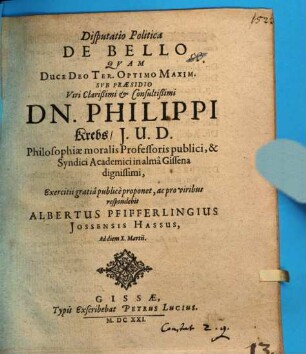 Disp. pol. de bello