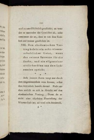 111-119, IX. Wohlredenheit, nicht Beredsamkeit sey die Sprache des akademischen Vortrags.