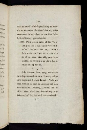 111-119, IX. Wohlredenheit, nicht Beredsamkeit sey die Sprache des akademischen Vortrags.