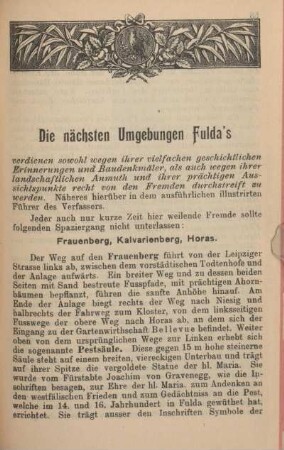 Die nächsten Umgebungen Fulda's