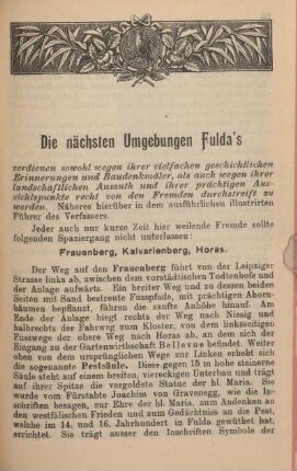 Die nächsten Umgebungen Fulda's