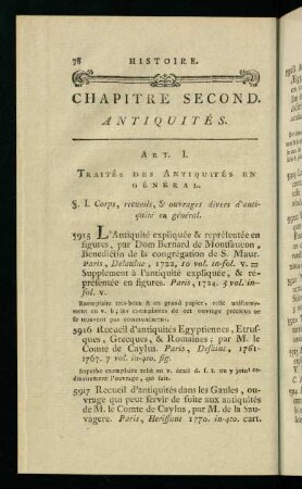 78-102, Chapitre Second. Antiquités.