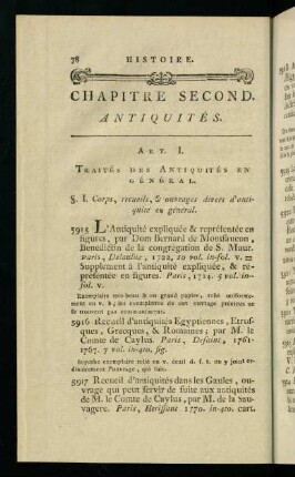 78-102, Chapitre Second. Antiquités.