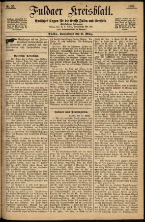 Erste Ausgabe vom Samstag, den 31. März 1883.