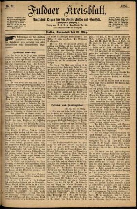 Erste Ausgabe vom Samstag, den 31. März 1883.