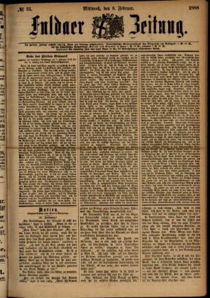 Ausgabe vom Mittwoch, den 08. Februar 1888.