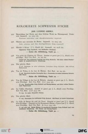 Kolorierte schweizer Stiche (Nr. 355-862)