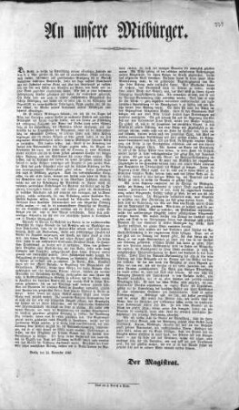 An unsere Mitbürger! Die Krisis, in welche die Entwickelung unserer öffentlichen Zustände [...] (Sammlung Friedlaender)
