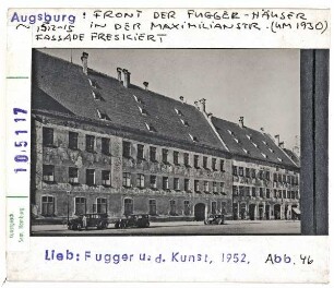 Augsburg: Fuggerhäuser in der Maximilianstraße, Foto um 1930