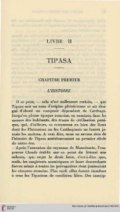 Chapitre premier: L'histoire