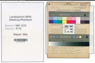 Entnazifizierung Max Kayser , geb. 18.05.1882 (Fabrikinhaber)