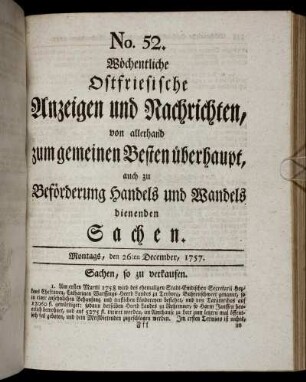 No. 52. Montags, den 26ten December, 1757.