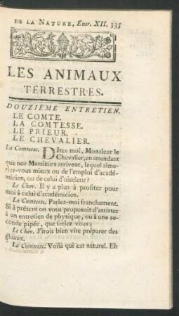 Douzième entretien. Les Animaux terrestres.
