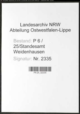 Sterberegister Standesamt Weidenhausen