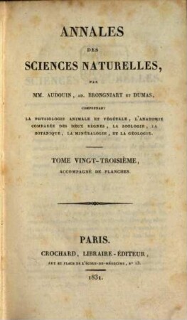 Annales des sciences naturelles. 23. 1831