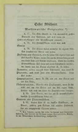Erster Abschnitt. Mathematische Geographie