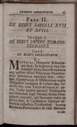 Sectio I. De Rebus Imperii Romano-Germanici.