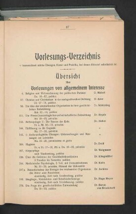 Vorlesungs-Verzeichnis