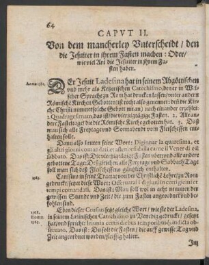 Caput II. Von dem mancherley Unterscheidt/ den die Jesuiter in ihrem Fasten machen ...
