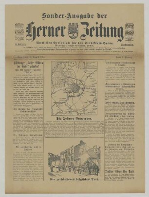 "Hilfskreuzer 'Kaiser Wilhelm der Große' gesunken! Die Festung Antwerpen."