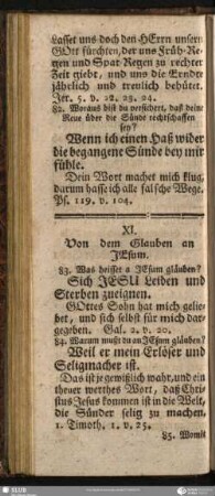 XI. Von dem Glauben an Jesum