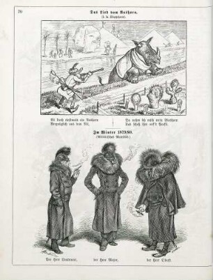 "Das Lied vom Nashorn (àla Klapphorn)" "Im Winter 1879/80 (Militärisches Modebild)"