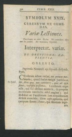 Symbolum XXIX. Cerebrum Ne Comedas.