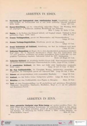 Arbeiten in Zinn (Nr. 315-336)