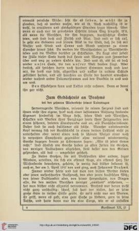Zum Gedächnis an Brahms: bei der zehnten Wiederkehr seines Todestages