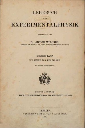 Lehrbuch der Experimentalphysik : mit theilweiser Benutzung von Jamin's Cours de physique de l'école polytechnique. 3