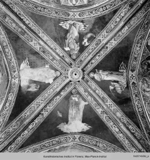 Ausmalung der Cappella della Croce : Gewölbemalerei mit den 4 Evangelisten und 3 Franziskanerheiligen : Die vier Evangelisten