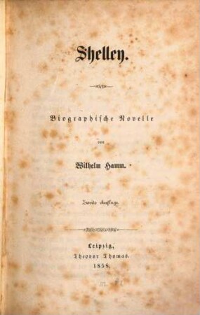 Shelley : Biographische Novelle