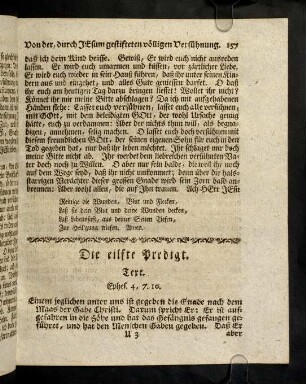157-179, Die eilfte Predigt. Die Wohlthaten von der Erhöhung unsers Mittlers.