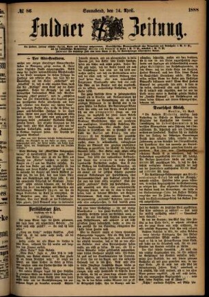 Ausgabe vom Samstag, den 14. April 1888.