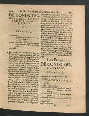De Condictione Ex Lege, Et Sine Causa, vel Iniusta Causa. Tit. IX.