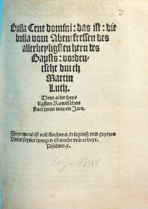 Bulla Cene domini: das ist: die bulla vom Abentfressen des allerheyligsten hern des Bapsts