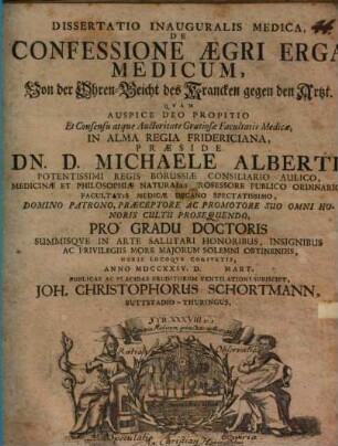 Diss. inaug. de confessione aegri erga medicum