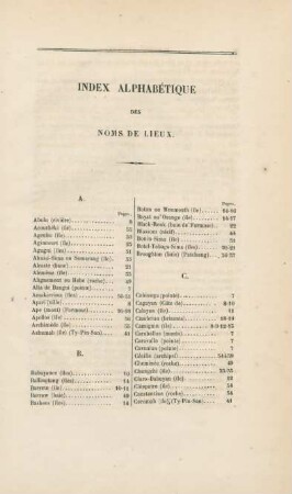 Index alphabétique des noms de lieux