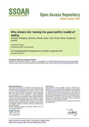 Why dieters fail: testing the goal conflict model of eating