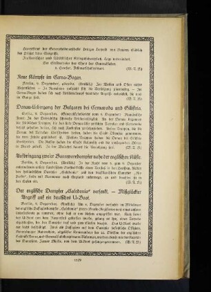 Der englische Dampfer "Caledonia" versenkt. - Mißglückter Angriff auf ein deutsches U=Boot.