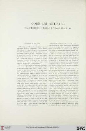 Corrieri artistici dall'estero e dalle regioni italiane