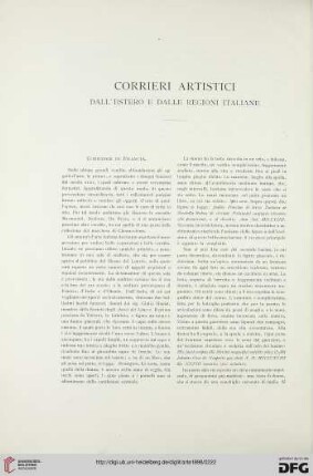 Corrieri artistici dall'estero e dalle regioni italiane