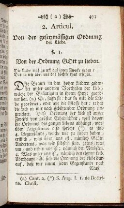 2. Articul. Von der gesetzmässigen Ordnung der Liebe.