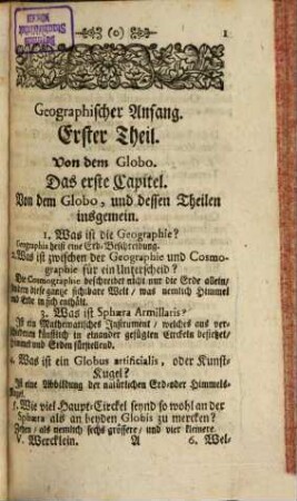 Historischer Anfang, Oder: Kurtze und leichte Weise, die Catholische Jugend in der Historie zu unterrichten : Für die Schulen der Gesellschaft Jesu in der Ober-Teutschen Provinz, 5. Geographischer Anfang, Oder Kurtze und leichte Weise, die Catholische Jugend in der Historie zu unterrichten : Nebst einem Anhang von der Wapen-Kunst