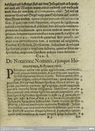 Cap. I. De Notatione Nominis, ejusque Homonymia, & Synonymia
