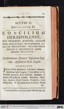 Sectio II, Docvmentvm II