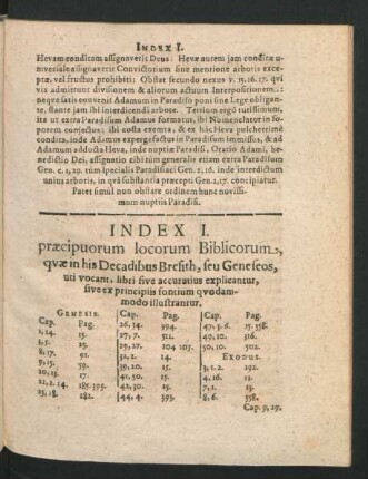 Index I. praecipuorum locorum Biblicorum