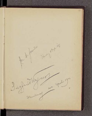 Josef Bohuslav Foerster ; Siegfried Wagner. – Hamburg, 08.12.1899
