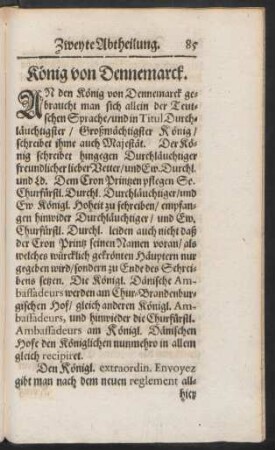 König von Dennemarck.